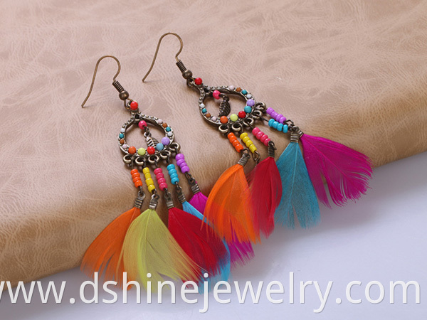 Multicolors Feather Girls Earrings